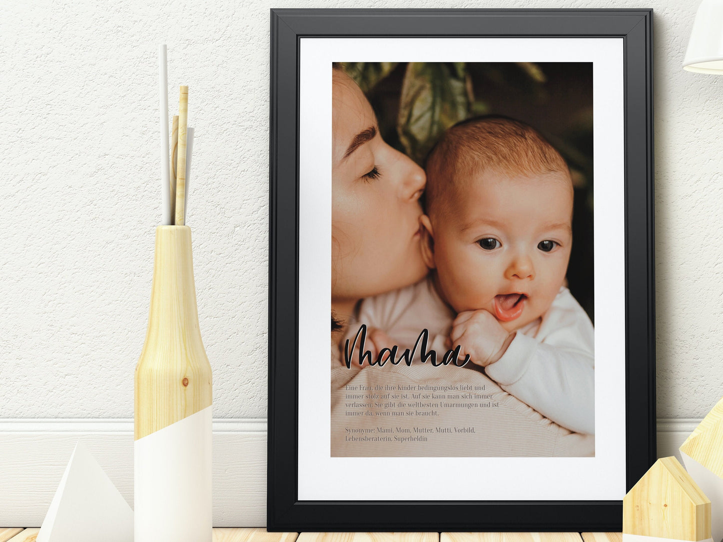 Digitales Poster für Mama - Lieblingsfoto personalisierbar mit Handschrift - Geschenk Muttertag Geburtstag Weihnachten - Erinnerung