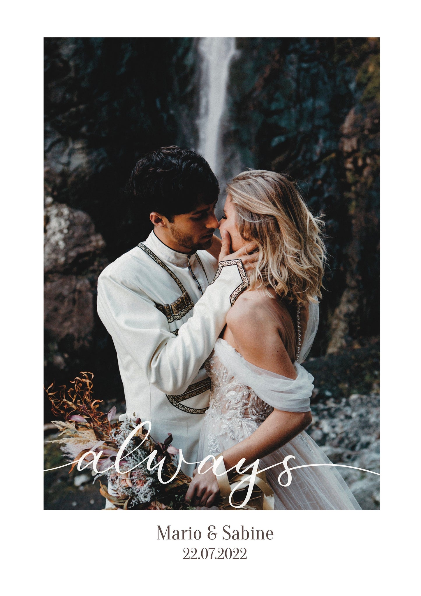 Hochzeitsfoto als Poster mit Wunschtext personalisierbar - Erinnerungsstück - Hochzeitsgeschenk - Frau & Mann